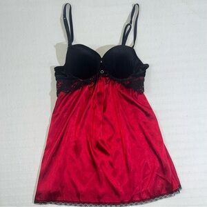 Ambrielle Satin Babydoll Dress Size Small Velvet Chemise Christmas Holiday Party